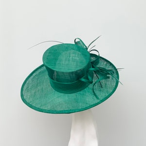 Emerald Green Dark Green Wedding Occasion Hat image 3