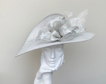 White & Silver Lurex Wedding Occasion Hatinator Hat