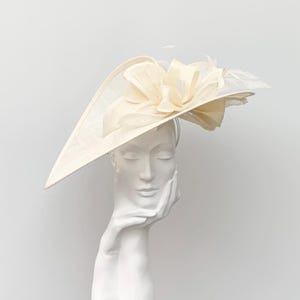 Cream Large Upback Occasion Hatinator Hat Fascinator, Races, Ladies Day, ascot hat, mother of the bride, mother of the Groom