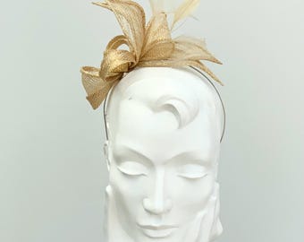 Metallic (sparkly) Gold Small Fascinator: Wedding, Races