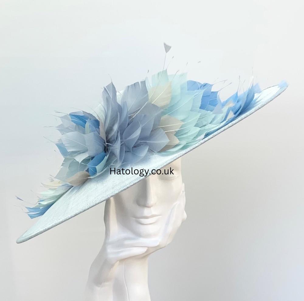 Pale Blue Shades Mix Very Large Wow Hatinator Fascinator: Statement hat, ascot hat, Kentucky derby