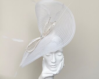 White Large Crin Wedding Occasion Hatinator Hat