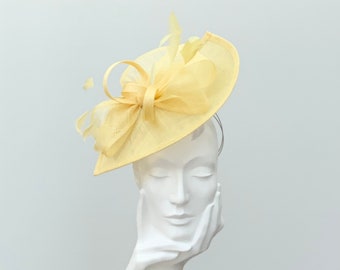 Lemon Yellow Asymmetrical Saucer Fascinator - AD9