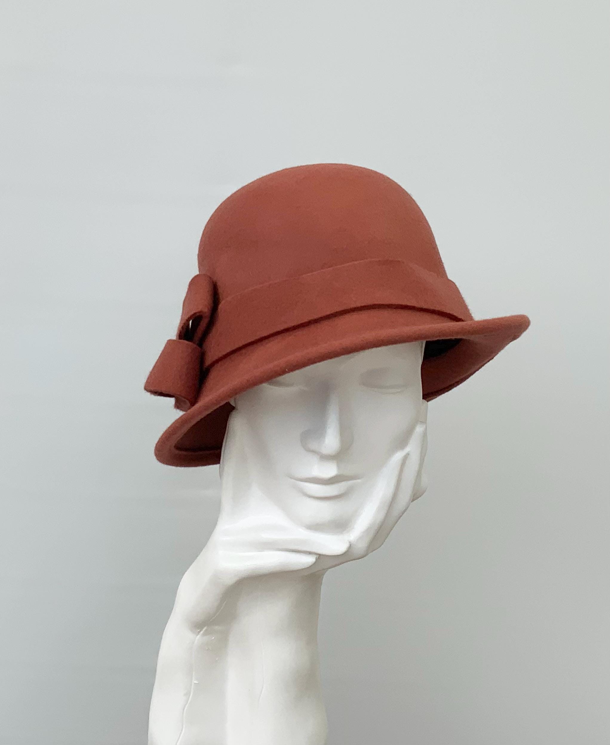 Cotillion FRANCE Brown and Rust Cloche Hat Vintage Light Brown & Rust Vintage Style 1920 main image 3