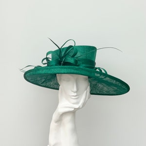 Emerald Green Dark Green Wedding Occasion Hat image 1