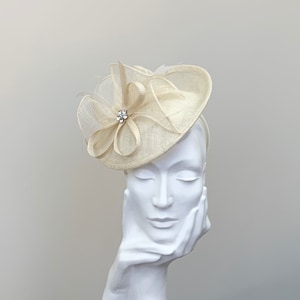 Cream Ruffle Bow Small Saucer Fascinator, weddings, wedding guest, races, christening