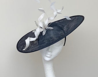Navy & Off White / Ivory Wedding Occasion Hatinator Hat