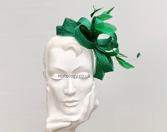 Emerald Green Looped Fascinator: Wedding Races Christening