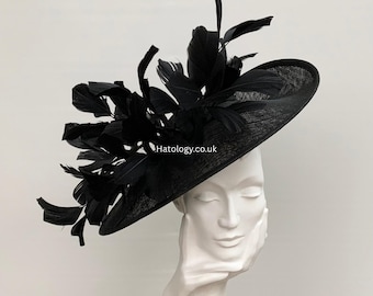 Black Wow Hatinator Fascinator : Statement hat, ascot hat, Weddings