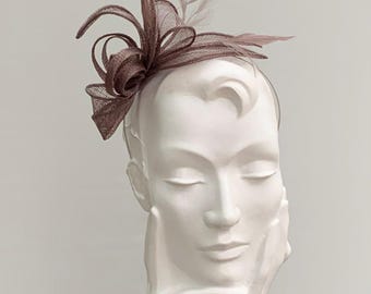 Milk Chocolate Brown Small Fascinator : Wedding Races