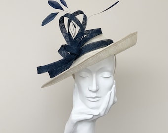 Cream and Navy Wedding Hatinator Hat