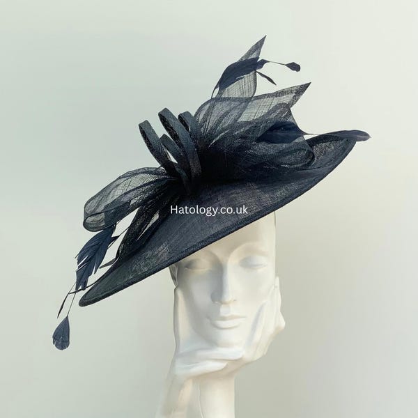 Dark Navy Blue Bow Hatinator: Wedding Fascinator, Mother of the Bride