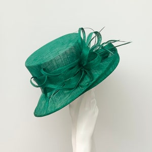Emerald Green Dark Green Wedding Occasion Hat image 2