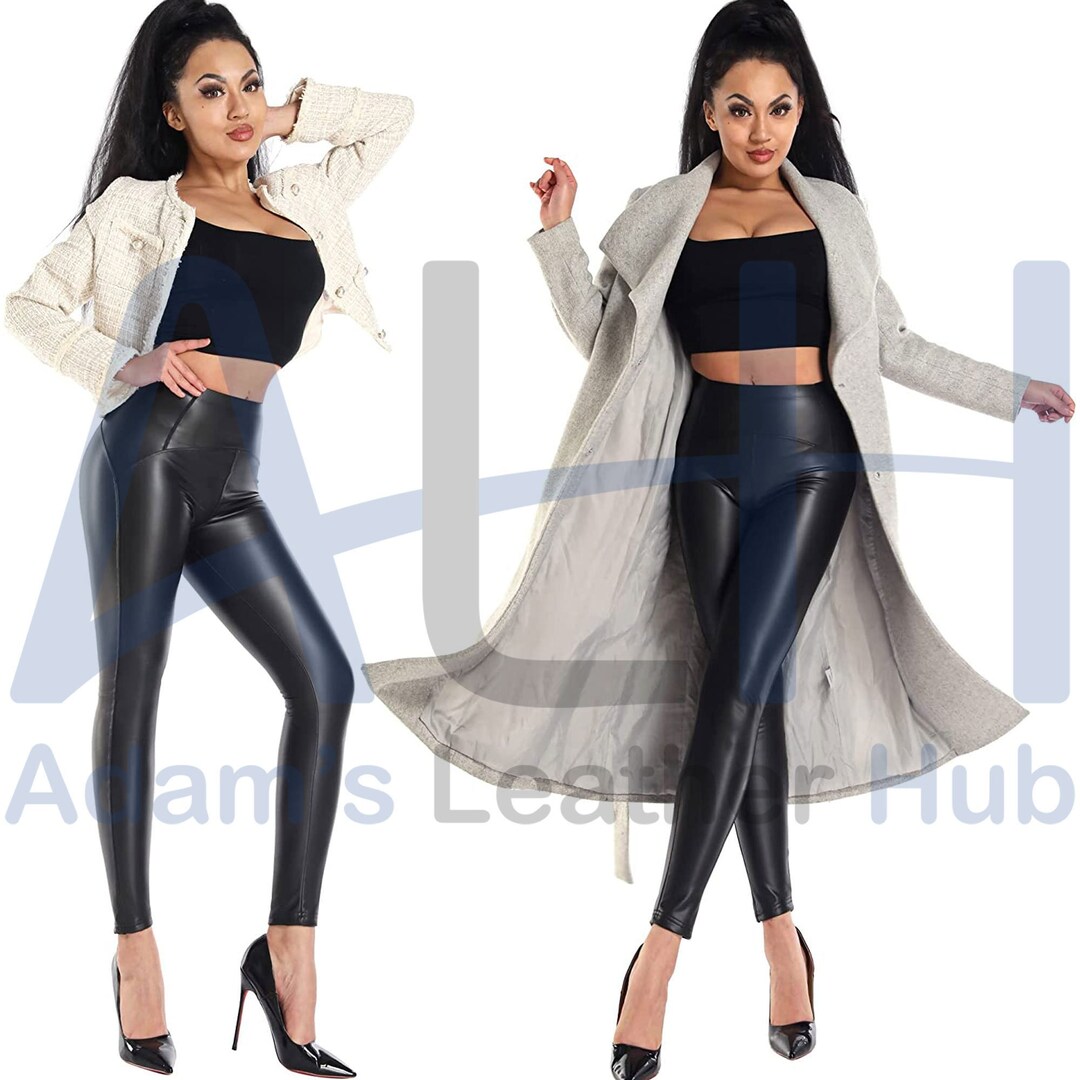 Womens Genuine Leather Leggings Black Real Leather Leggings Etsy