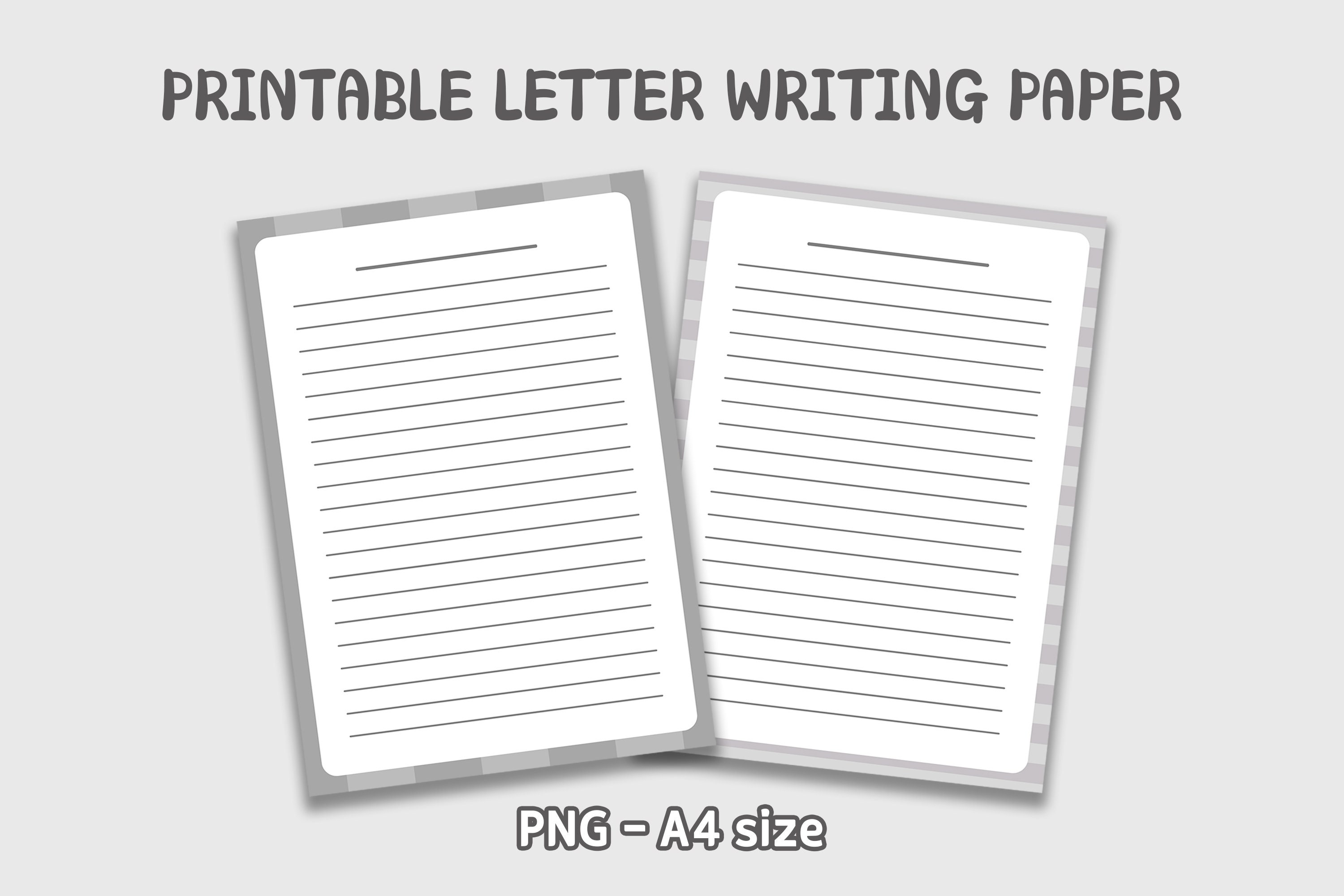 4 Types Gray Printable Stationary Paper, Printable Writing Paper, Lined Writing Paper A4 Digital
