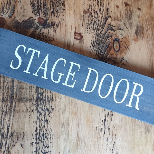 Hand painted STAGE DOOR solid wood sign, vintage, retro style