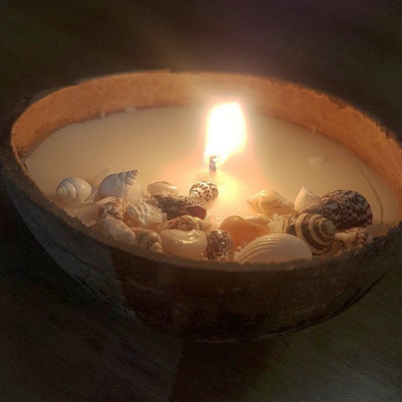 Natural coconut shell candle