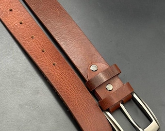 Läderbälte 1,5" Crazy Horse Vattenbuffel Handgjort
