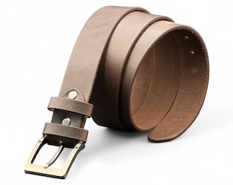 Dark Brown Full Grain Leather Belt with Removable Buckle