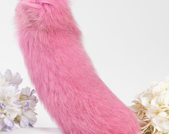 Fox Fur Tail Keychain: Fluffy Tassel Backpack Handmade Accessory (15 inch)