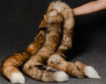 Brown Real Fox Tail: Cosplay Costume Animal Tail