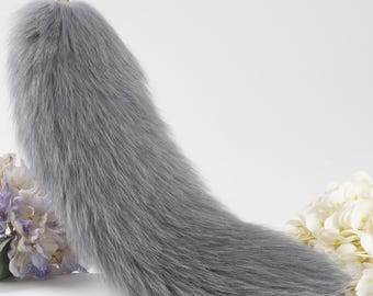 Fox Fur Tail Keychain: Fluffy Backpack Accessory, 15 inch Tassel