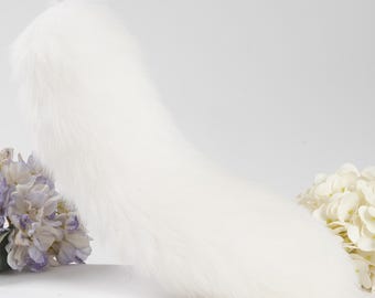 Fluffy Fox Fur Tail Keychain: 15 inch Handmade Handbag Accessory