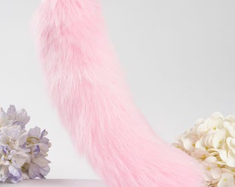 Fox Fur Tail Keychain: Handmade Fluffy Tassel Backpack Accessory (15 inch)