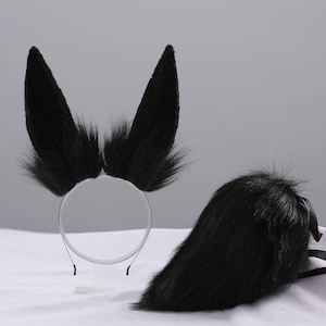 Black bunny ear and tail set anime ears bunny ear rabbit ear and tail set bunny ears tail cosplay anime