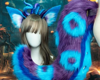 Fluffy Tentacle Octopus Fursuit Ears and Tail Set – Cosplay Costume Accessory cartoon
