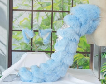 Faux Fur Dragon Tail and Ears Fox Set: Scalemaille Cosplay Costume Accessory