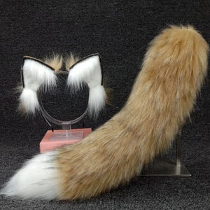 Brown Handmade Fox Ears Animal Ear and tail COSPLAY Simulation fox Ears and tails Customized fox Ears Halloween Gifts