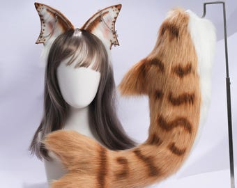 Handmade Faux Fur Shark Ears and Tail Set: Tiger Shark Cosplay