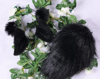 Faux Fur Sheep Ear and Tail Set: Handmade Animal Cosplay