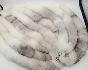 White gray Nine tails Fox Tail Cosplay Anime Sexy Cute Animal Furry Mature Fox Tail Butt Plug Real Fox Tail White