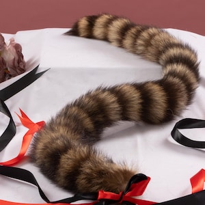 Brown Black Real Raccoon Tail Raccoon Tail Cosplay Anime Cute Animal Furry Raccoon Tail anime cosplay