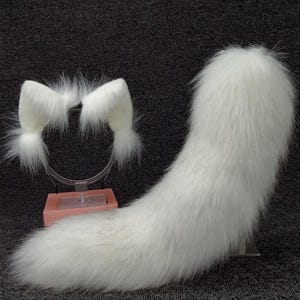 White Black Handmade Fox Ears Animal Ear and tail COSPLAY Simulation fox Ears and tails Customized fox Ears Halloween Gifts