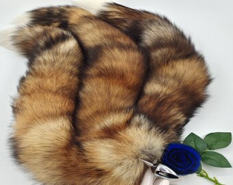 Brown 3 tails Real Fox Tail Fox Tail Cosplay Anime Sexy Cute Animal Furry Mature Fox Tail Butt Plug