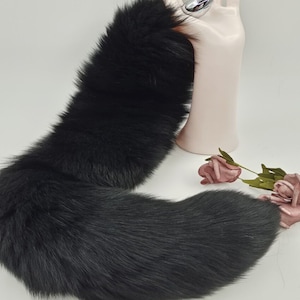 Black Real Fox Tail Fox Tail Cosplay Anime Sexy Cute Animal Furry Mature Fox Tail Butt Plug