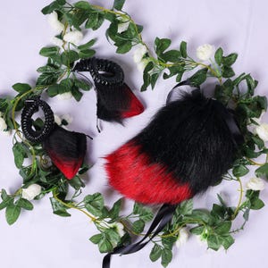 Goats tail and ear set animal sheep ear and tails Handmade cosplay Lamb ears and tail petplay ear Faux Fur Lolity Headband halloween