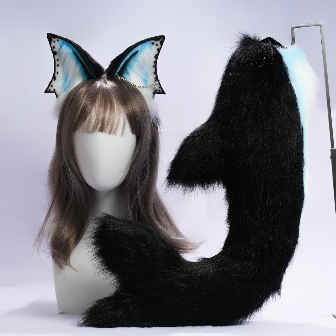 Tiger Shark Cosplay Set: Faux Fur Ears and Tail, Handmade - Etsy