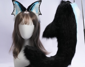 Tiger Shark Cosplay Set: Faux Fur Ears and Tail, Handmade