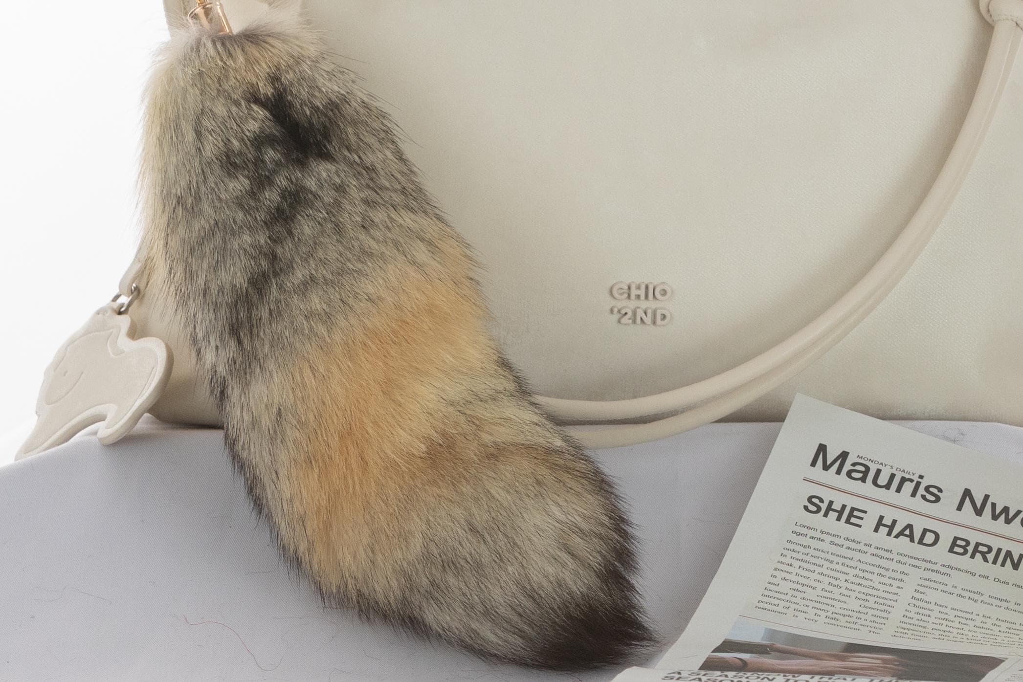 9inch long Fluffy Tail Tassel Keychain Unique Fox Fur Keyring handbag Keychain of fur Fox keychain Halloween gift Backpack accessories