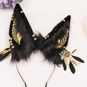Anubis handmade Jackal Ears Animal Ear and tail COSPLAY Plush Hair Simulation Jackal Ears and tails Customized Jackal Ears Halloween Gifts