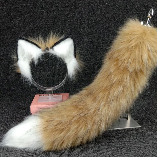 Handmade Fox Ears Animal Ear and tail COSPLAY Plush Hair Simulation fox Ears and tails Customized fox Ears Halloween Gifts