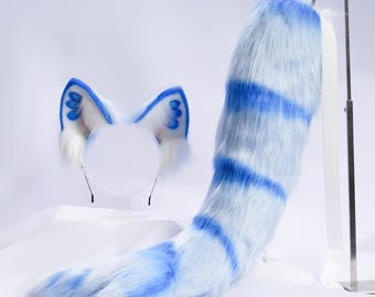 Faux Fur Whale Tail and Ear Set: Handmade Animal Cosplay