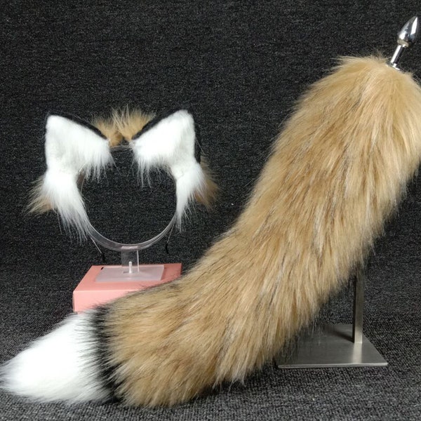 Handmade Fox Ears Animal Ear and tail COSPLAY Plush Hair Simulation fox Ears and tails Customized fox Ears Halloween Gifts