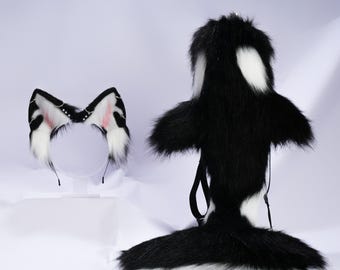 Faux Fur Whale Tail & Ears Set: Handmade Cosplay Costume