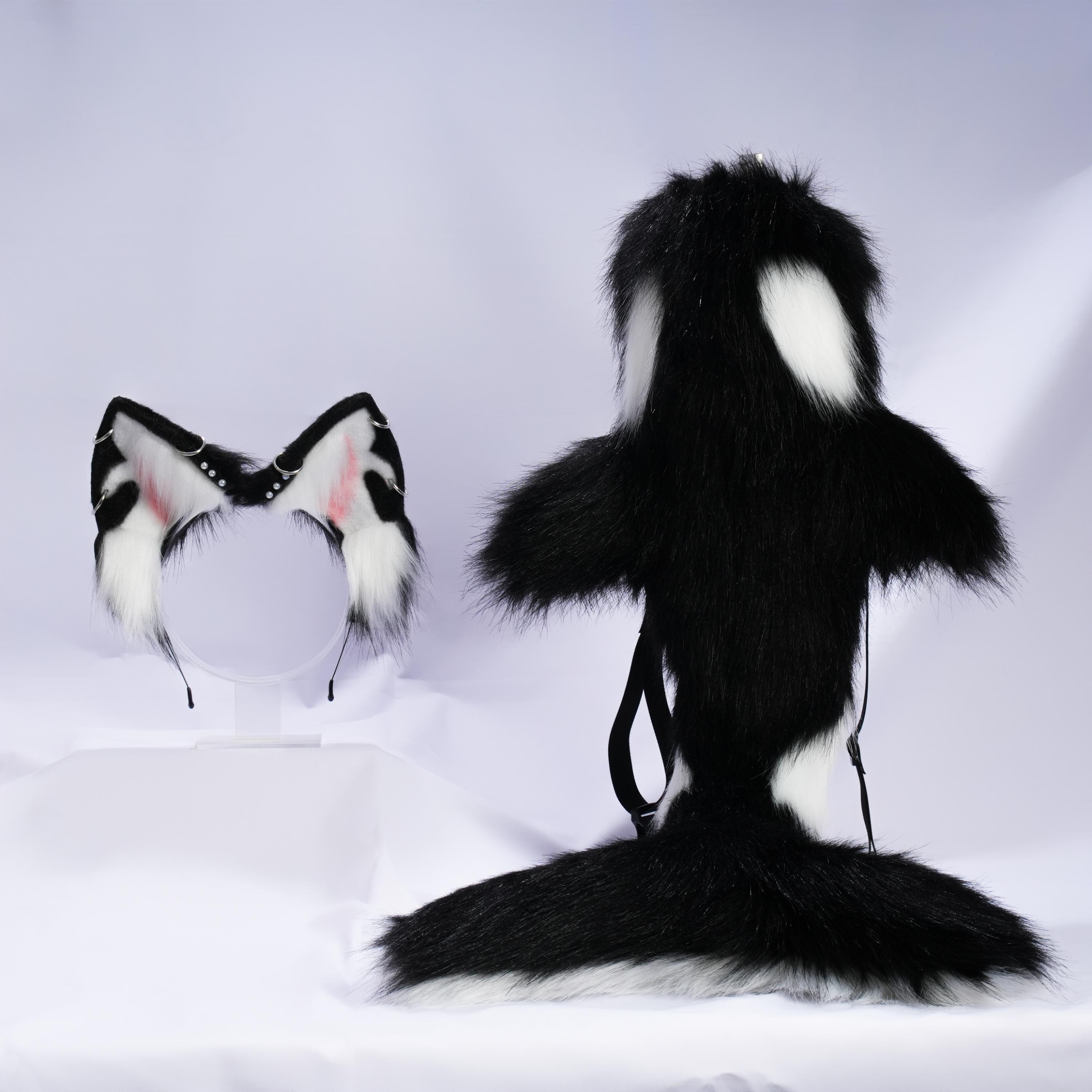 Faux Fur Whale Tail & Ears Set: Handmade Cosplay Costume