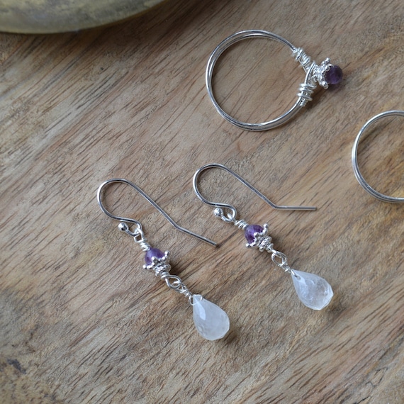 CELESTIA . handgefertigt . Echtsilberohrringe . Mondsteinohrringe . Echtsilberschmuck . Mondsteinschmuck . Elfenschmuck . Waldelfe . magisch